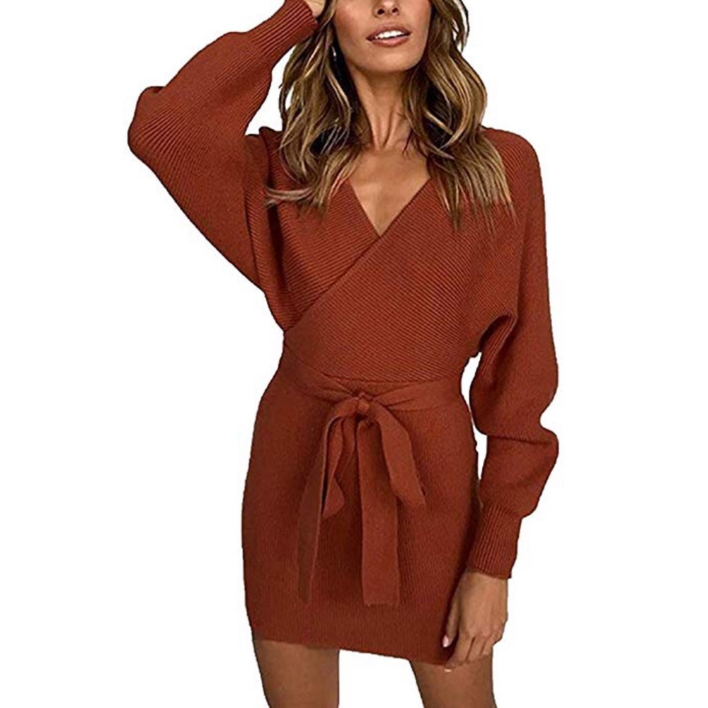 NWOT BURNT ORANGE BODYCON DRESS- SIZE S